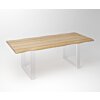 Eiken Boomstam Eettafel | Slab Edged-U Fineline Frame White
