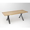 Eiken Boomstam Eettafel | Slab Edged-X Fineline Frame industrial