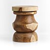 Massief teakhouten kruk Arca Ø35 × H45 cm in naturel teak – vooraanzicht