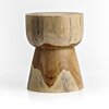 Massief teakhouten kruk Bora Ø35 × H45 cm in naturel teak – vooraanzicht