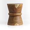 Massief teakhouten kruk Halo Ø35 × H45 cm in naturel teak – vooraanzicht