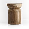 Massief teakhouten kruk Luma Ø35 × H45 cm in naturel teak – vooraanzicht