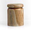 Massief teakhouten kruk Milo Ø35 × H45 cm in naturel teak – vooraanzicht