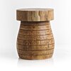 Massief teakhouten kruk Riva Ø35 × H45 cm in naturel teak – vooraanzicht