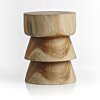 Massief teakhouten kruk Sava Ø35 × H45 cm in naturel teak – vooraanzicht