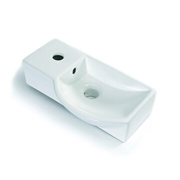 Luca Ceramics LUCE1602T – Keramische Fontein 40×22×12 cm (Glans Wit, Kraangat Links)