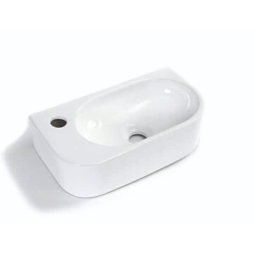 Keramische fontein LUCE1606T 40×21,5×12 cm in glans wit/mat wit/zwart met kraangat links
