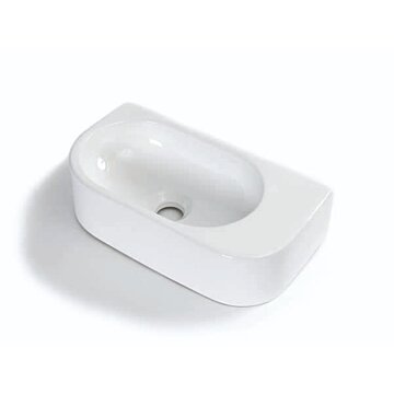 Keramische fontein LUCE1607 40×21,5×12 cm glans wit – strak ontwerp zonder kraangat
