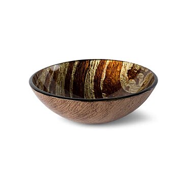 Luca Vetro LUVE101 glazen opzetwastafel Ø42 cm in Copper – luxe ronde waskom van gehard glas