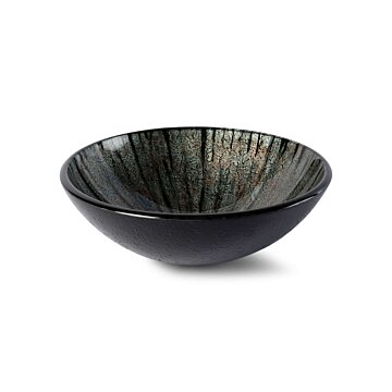 Luca Vetro LUVE104 glazen opzetwastafel Ø42 cm in Multicolour/Black – luxe ronde waskom van gehard glas