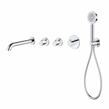 Regn badset inbouw stopkranen, met ronde handdouche Regn badset inbouw stopkranen, met ronde handdouche