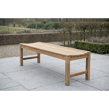 Slater teakhouten tennisbank van massief teak, extra lange tafelbank met formaat 220x46x45 cm