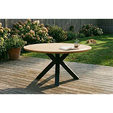 Talo industriële tuintafel met matrixpoot, robuuste buitentafel met formaat 150x150x75 cm