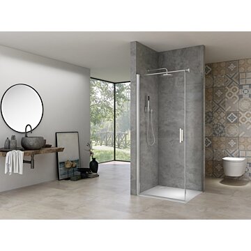 Van Rijn Products ST02LP150 douchecabine hoekinstap 90cm deur 100cm zijwand chroom
