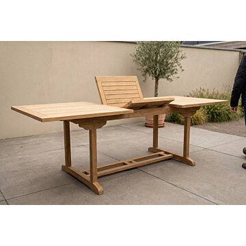 Uitschuifbare Tuintafel FSC® Teak 200–300 x 110 cm | XXL & Parasolgat
