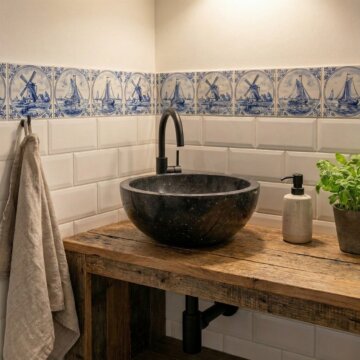 Nero Mini fontein waskom van zwart marmer, ronde waskom met formaat 25x12 cm