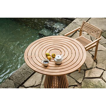 Teak Tuintafel Aurora – Rond Verzwaarde Middenpoot