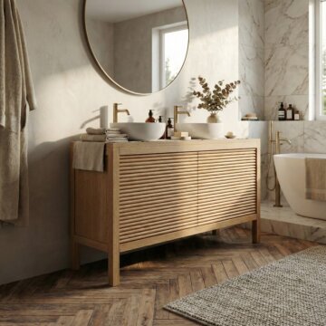 Luxe eiken wastafelmeubel Tessa staande model Japandi stijl