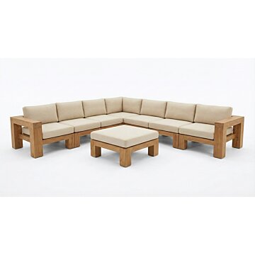 Teakea Bromo Modulaire Hoekbank: Massief FSC Teakhout met 15cm dikke All-Weather Dryfoam kussens