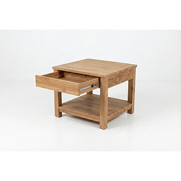 Teakhouten salontafel met lade 60x60x45
