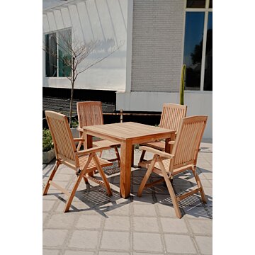 Tuintafel teakhout 100x100x75 met vast poot massief Teak