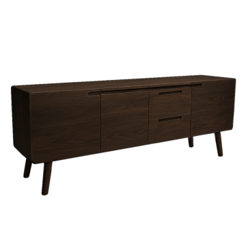 Aura dressoir 210 cm massief acaciahout met lades en deuren, modern interieur meubelstuk.