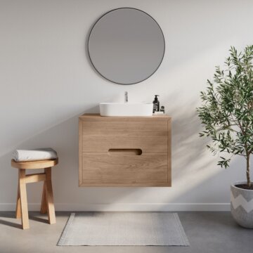 Zwevend Badmeubel Rondo | | Massief Eiken | Diverse kleuren en maten