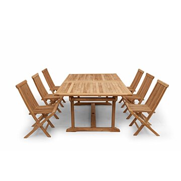 Summer teakhouten tuinset Teakea 6 klapbare tuinstoelen