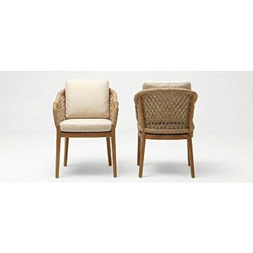 St. Tropez Teak Tuinstoel | Olefin Rope & All-Weather Dry Foam Kussens