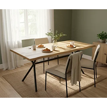 Eiken Boomstam Eettafel | Slab Edged-Rex Long Roundline Exclusive