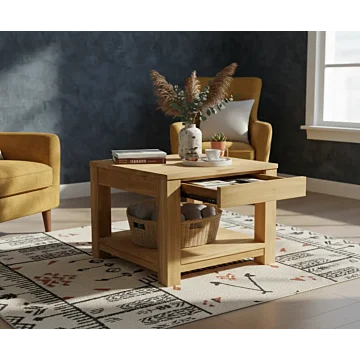 Dico - Teakhouten bijzettafel 60x60x45 met lade