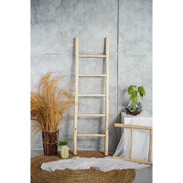 Teakhouten decoratie ladder | Naturel Eiken-Look| 50x5x175 - Decoratieladder-Eiken-Naturel-1750-50-