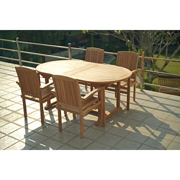 Tuintafel Teak Ovaal | Uitschuifbaar 150<>200x100x75