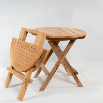 Rond Teak Houten Klaptafeltje | Inklapbaar Ø 50 | Rondo Tuintafeltje 