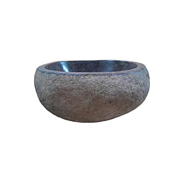 Natuurstenen waskom van riviersteen met een gepolijste binnenkant en ruwe buitenkant in grijstinten. Afmetingen: 31 × 29 × 15 cm. Uniek design, ideaal voor badkamers en toiletten. Natuurstenen waskom van riviersteen met een gepolijste binnenkant en ruwe buitenkant in grijstinten. Afmetingen: 31 × 29 × 15 cm. Uniek design, ideaal voor badkamers en toiletten.