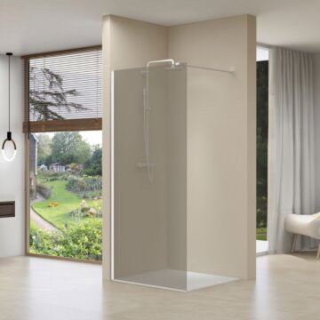 Van Rijn Products ST01MGR inloopdouche 90cm rookglas - wit
