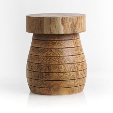 Massief teakhouten kruk Riva Ø35 × H45 cm in naturel teak – vooraanzicht