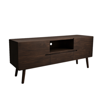 Aura TV-meubel 180 cm massief acaciahout, modern, met open vakken en deuren, woonkamer.