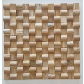 Wave Naturel Teakhouten wandpanelen 30x30 tegels - 4 stuks