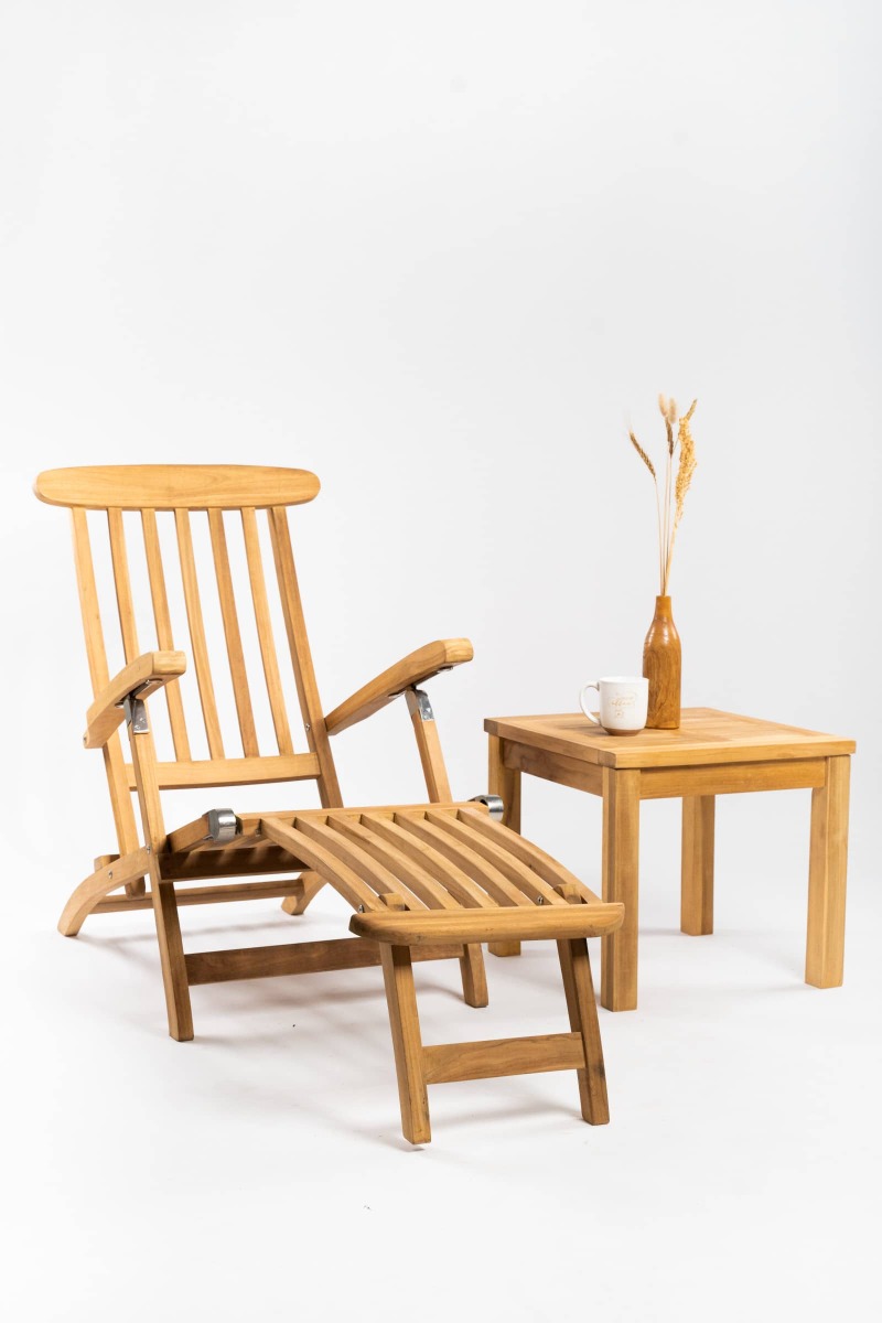 Chaise longue sans roues avec table carrée - alternate view