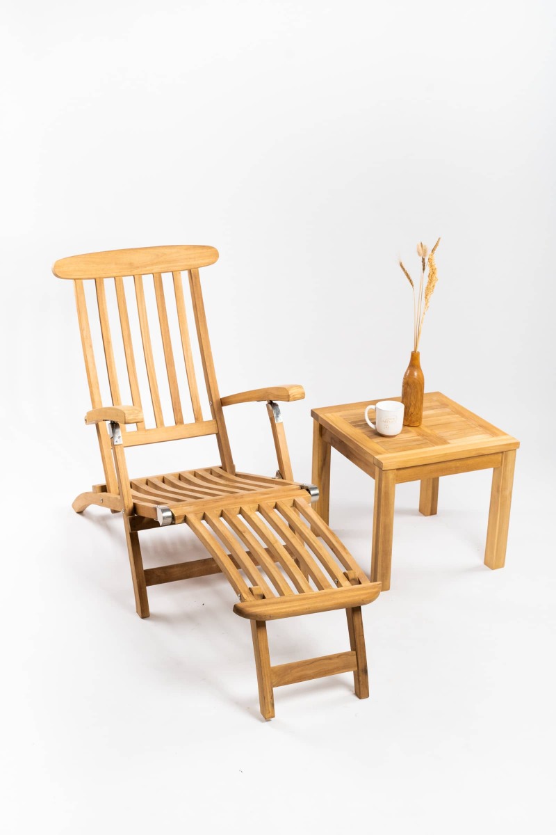 Chaise longue sans roues avec table carrée - view 4