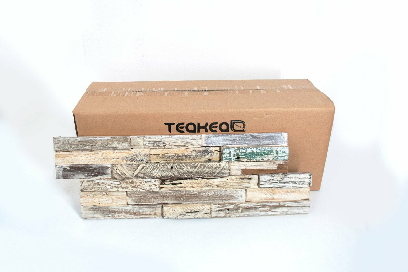 Teak plakhout -Whitewash | 10 panelen | 3d Panelen 1 m2 | 1 doos - alternate view