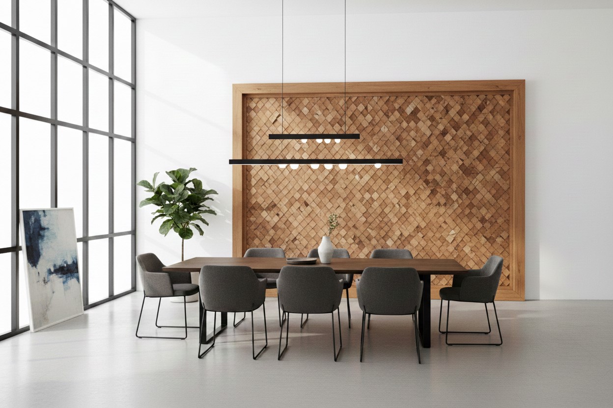 3d teak wandpanelen Diamant Ruit motief - alternate view