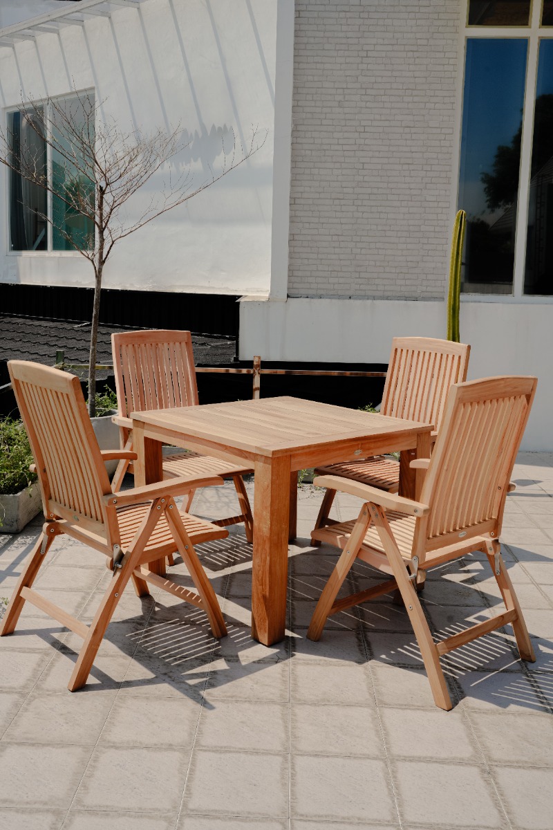 Tuintafel teakhout 100x100x75 met vast poot massief Teak - view 4