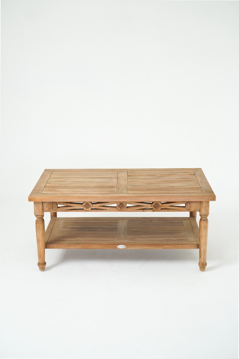 Teakhouten stationbank met salontafel - alternate view