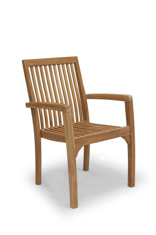 Set van twee stapelbare teak Pile tuinstoelen met ronde inklapbare klaptafel van 60 cm - alternate view