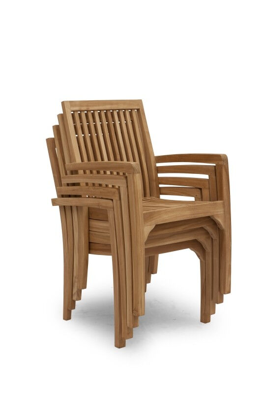 Set van twee stapelbare teak Pile tuinstoelen met ronde inklapbare klaptafel van 60 cm - view 4