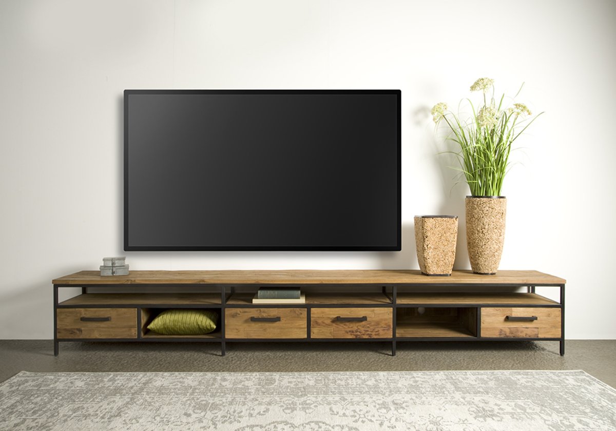 Livorno - Teak met Stalen Frame | TV Meubel - 300 x 40 x 45 ( H )  - TWR-FI0108 - alternate view