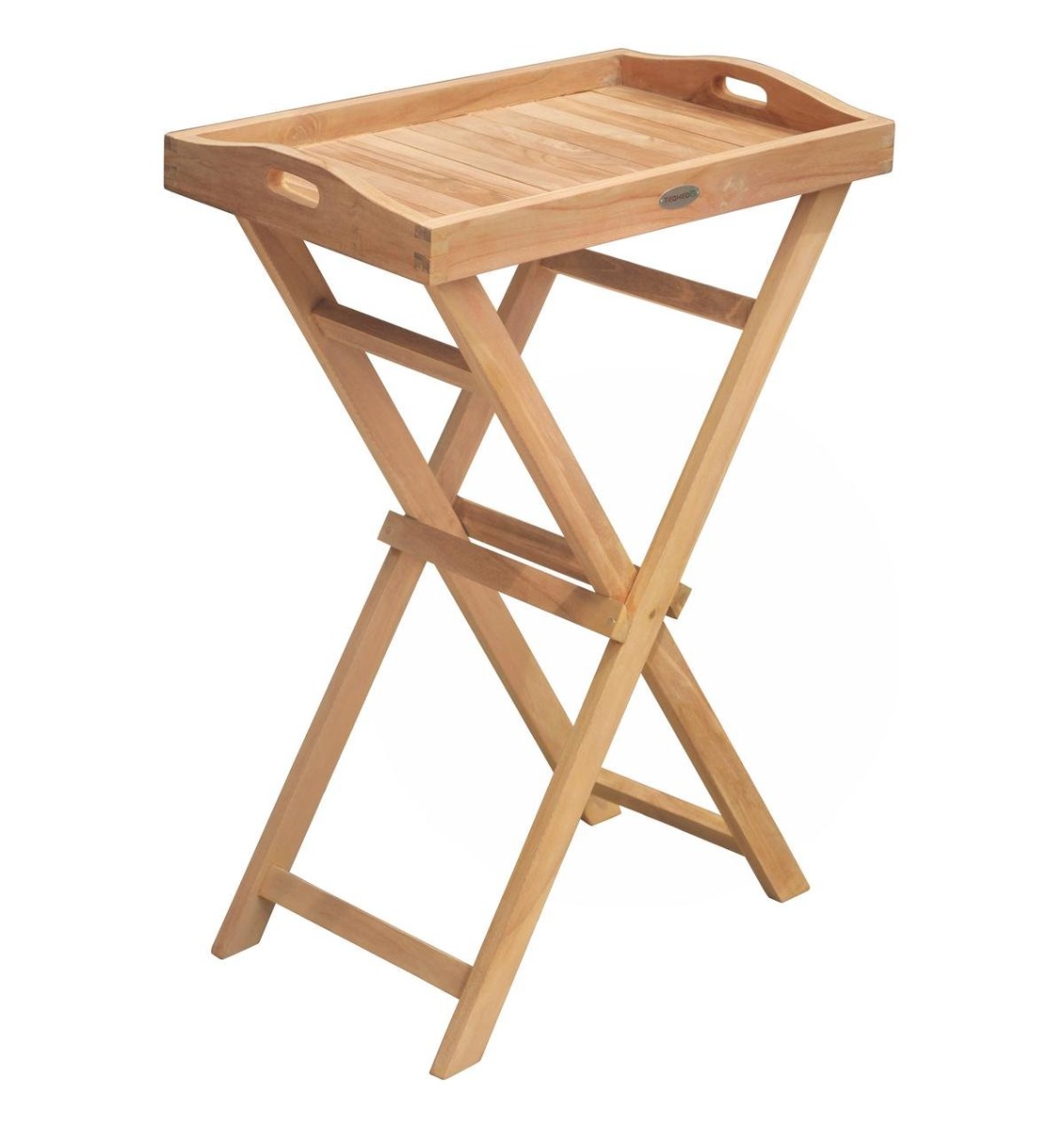 Teakhouten Dienblad Tafel met Afneembare Tray – Inklapbaar – FSC® Teak – 56 × 36 × 80 cm - alternate view