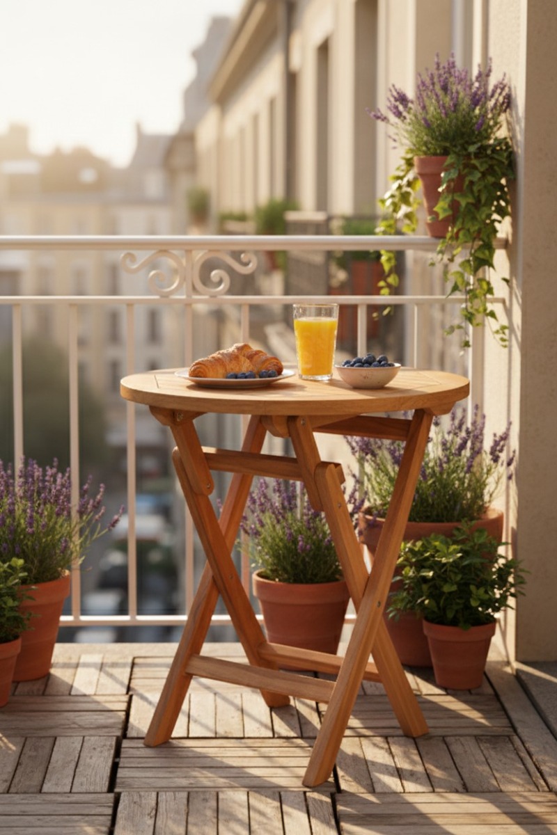 tuintafel inklabaar teakhout 70 rond x 75 hoog - view 3